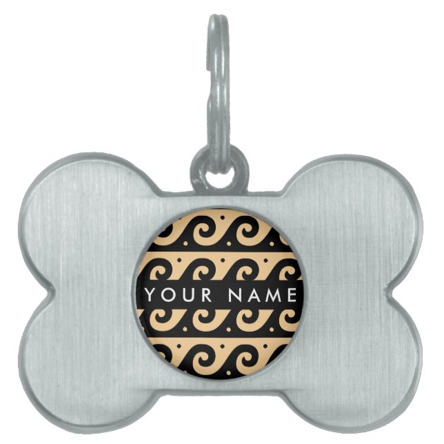 Grekiska Meander Nyckel, Wave Nyckel, Brown, ditt  ID-bricka Husdjur (Framsidan)