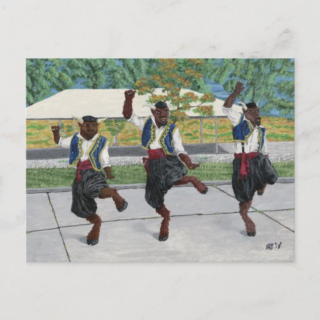 Grekiska Minotaurer Dansar Fantasy Konst vykort (Framsida)