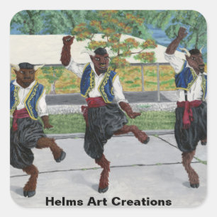 Grekiska Minotaurs Dancing Fantasy Art Stickers Fyrkantigt Klistermärke