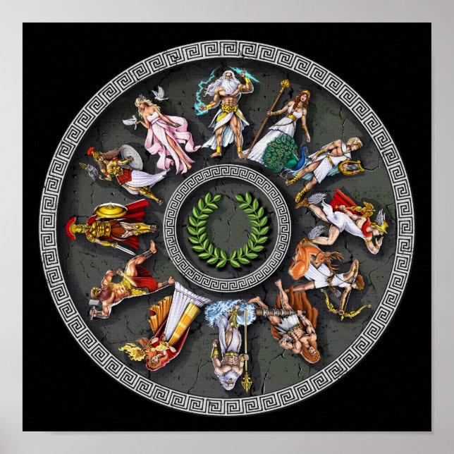 Grekiska mytologigudar poster (Framsidan)