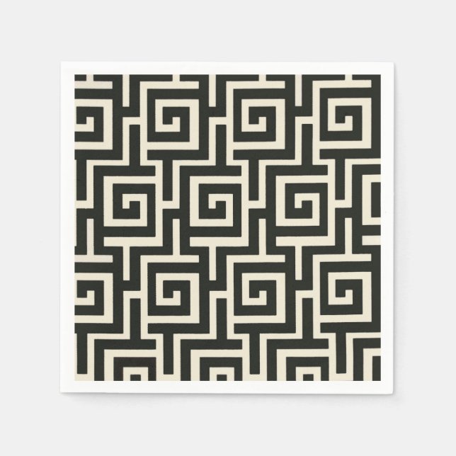 Grekiska Nyckel Black Pappersservett (Framsidan)