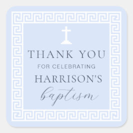 Grekiska Nyckel Blue Baptism Tack Fyrkantigt Klistermärke