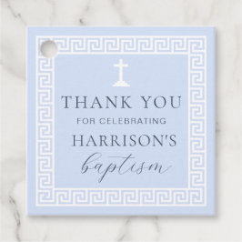 Grekiska Nyckel Blue Baptism Tack Gåvor Etiketter