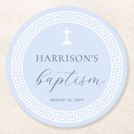 Grekiska Nyckel Blue Baptism Underlägg Papper Rund