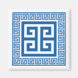 Grekiska Nyckel Blue- och White Magnet