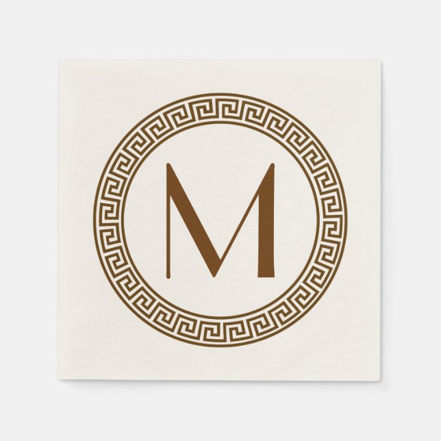 Grekiska Nyckel Design Monogram Pappersservett (Framsidan)