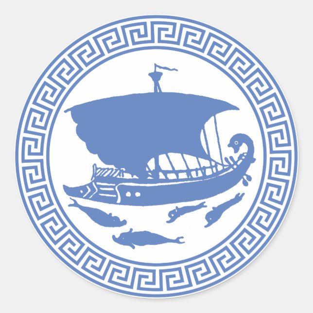 Grekiska Nyckel Design Runt Klistermärke (Framsida)