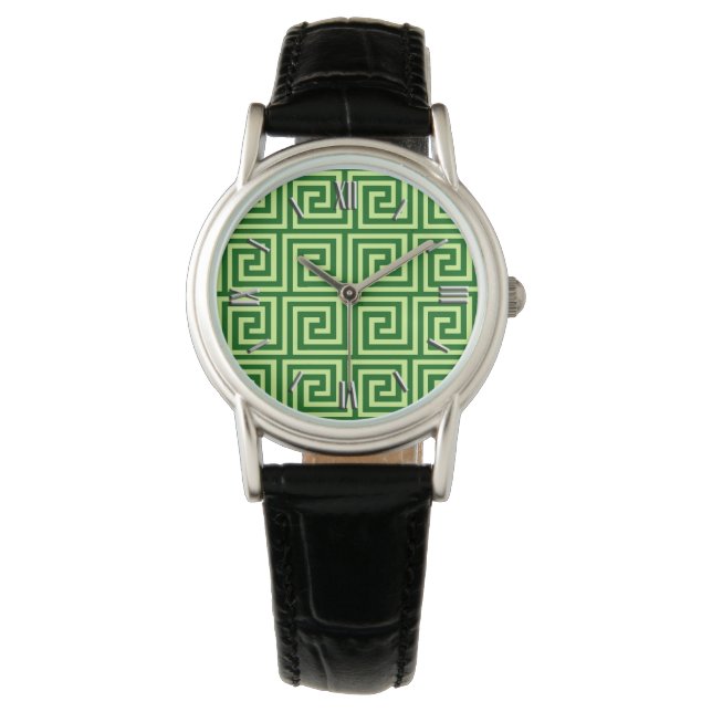 Grekiska Nyckel, emerald grönt och kalk Armbandsur (Framsida)