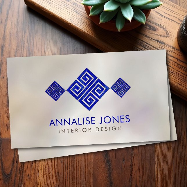 Grekiska Nyckel - Grekiska meander - Lapis Lazuli  Visitkort (Skapare uppladdad)