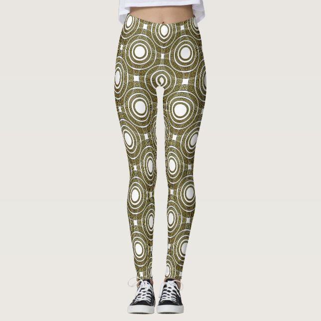 Grekiska Nyckel Meander i Geometric Patthalten Art Leggings (Framsida)