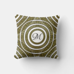 Grekiska Nyckel Meander i Geometric Symmetry Artde Kudde