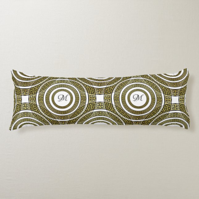 Grekiska Nyckel Meander i Geometric Symmetry Monog Kroppskudde (Framsidan)