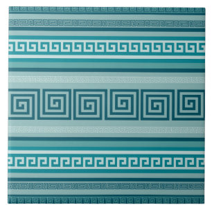 Grekiska Nyckel - Meander - Ocean palette Kakelplatta