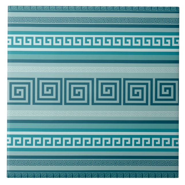 Grekiska Nyckel - Meander - Ocean palette Kakelplatta (Framsidan)