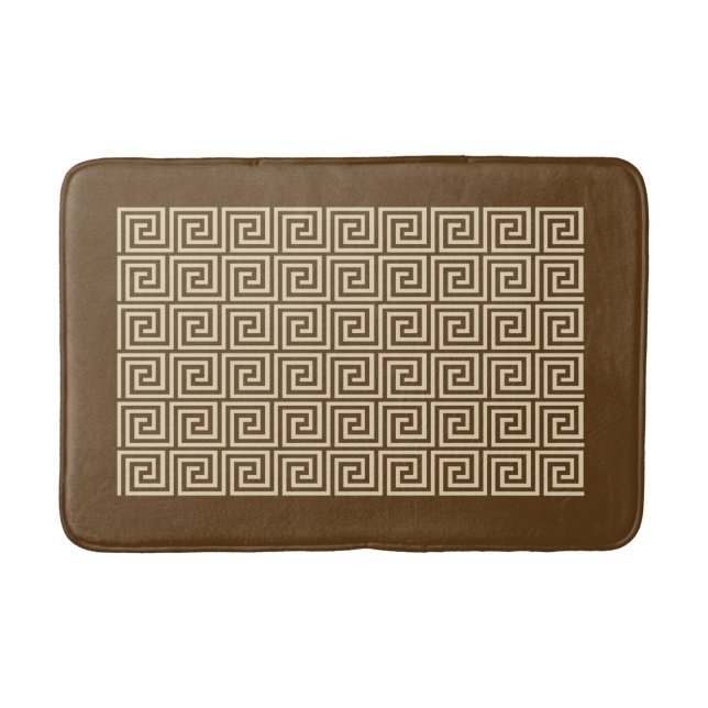 Grekiska Nyckel Mönster, Chocolate Brown och Tan Badrumsmatta (Framsidan)