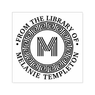 Grekiska Nyckel Ram "från bibliotek av" Namn Självfärgande Stämpel