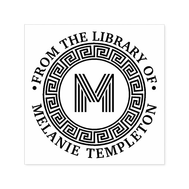 Grekiska Nyckel Ram "från bibliotek av" Namn Självfärgande Stämpel (Design)