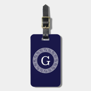 Grekiska Nyckel Rnd Ram, första Monogram Bagagebricka