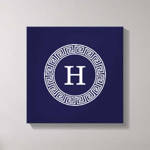 Grekiska Nyckel Rnd Ram, första Monogram Canvastryck