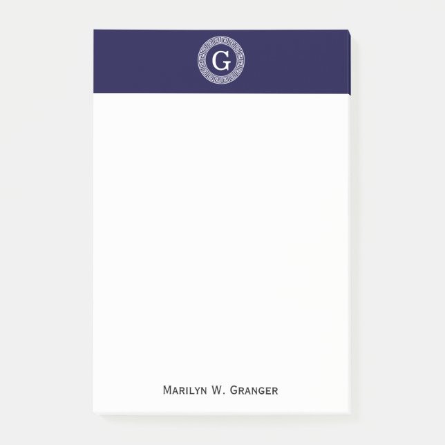 Grekiska Nyckel Rnd Ram, första Monogram Post-it Block (Framsida)
