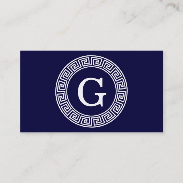 Grekiska Nyckel Rnd Ram, första Monogram Visitkort (Framsida)