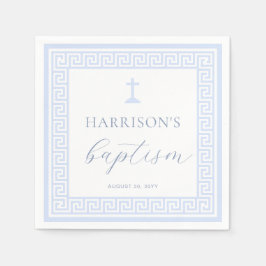 Grekiska Nyckel White Blue Baptism Pappersservett