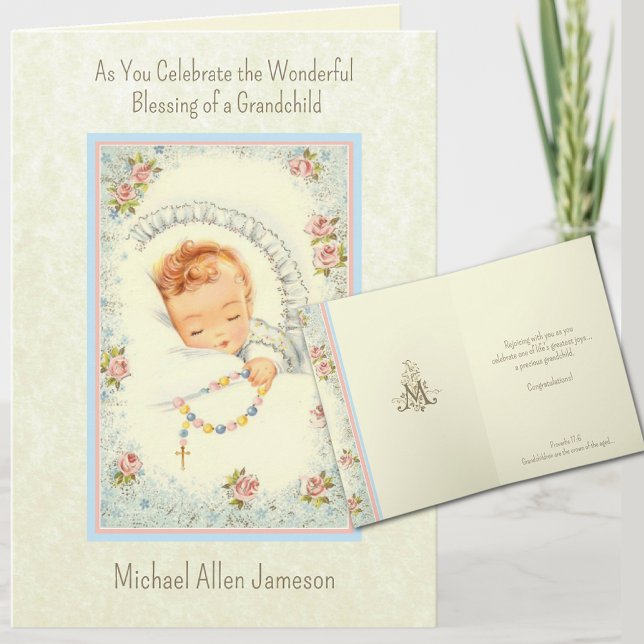 Grekiska Nyfödd bebis-farmor, farmor och föräldrar Kort (Every Grandparent will love receiving this personalized card! )