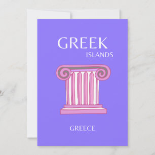 Grekiska öarna, Grekland, Travel Art, Preppy, Lila Tack Kort