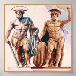 Grekiska och romerska statyer i modern design poster