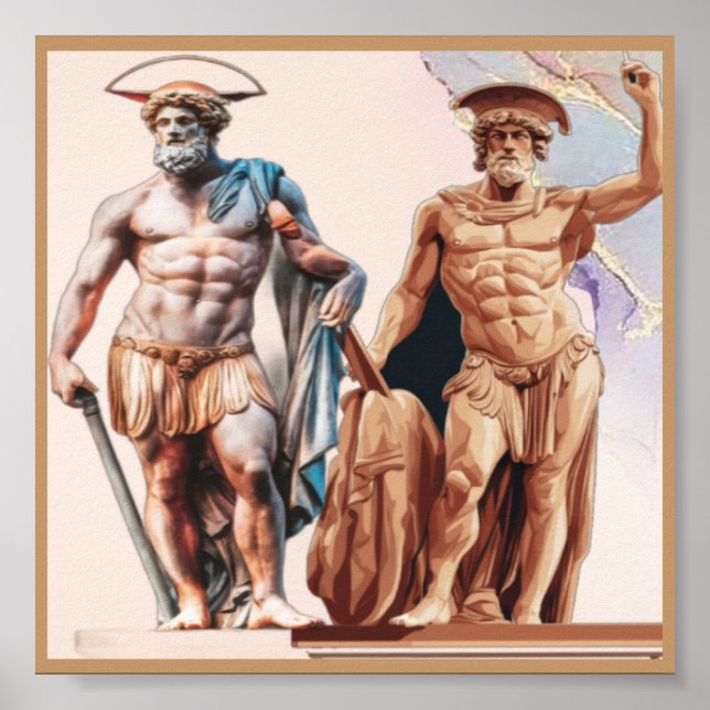 Grekiska och romerska statyer i modern design poster (Framsidan)