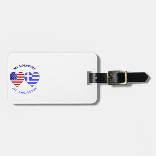Grekiska och USA flagga Hearts Land Ancestry Bagagebricka
