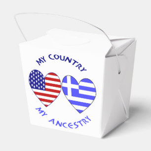 Grekiska och USA flagga Hearts Land Ancestry Presentaskar