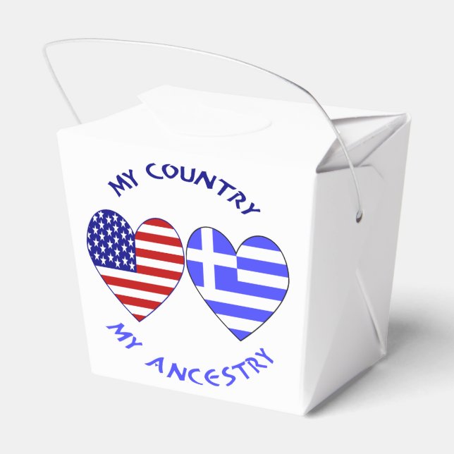 Grekiska och USA flagga Hearts Land Ancestry Presentaskar (Baksidan Sidan)
