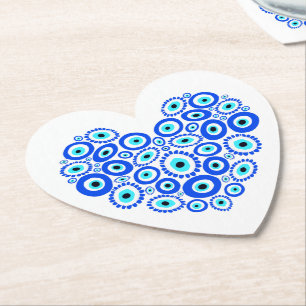 Grekiska Öga Kärlek Heart Underlägg Papper