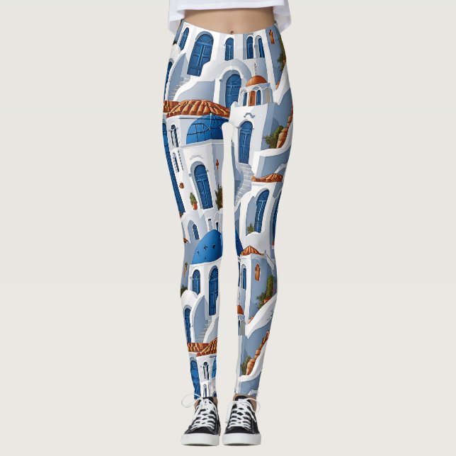 Grekiska ön Charm Trendig Santorini Leggings (Framsida)