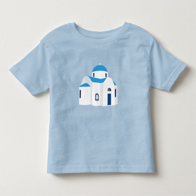 Grekiska ön Grekland Blue Dome Church T Shirt (Framsida)