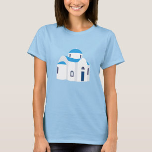 Grekiska ön Grekland Blue Dome Church T Shirt