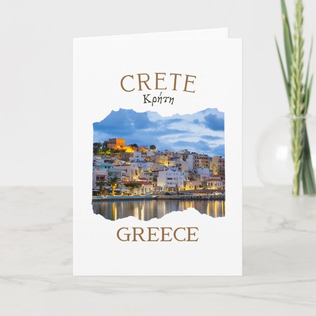 Grekiska ön Kreta Grekland med staden Rethimno  Kort (Framsida)