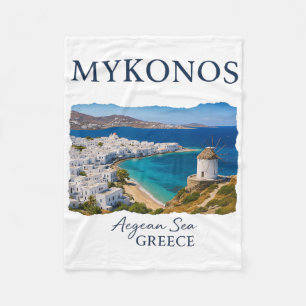 Grekiska ön Mykonos semester resa kustliv Fleecefilt