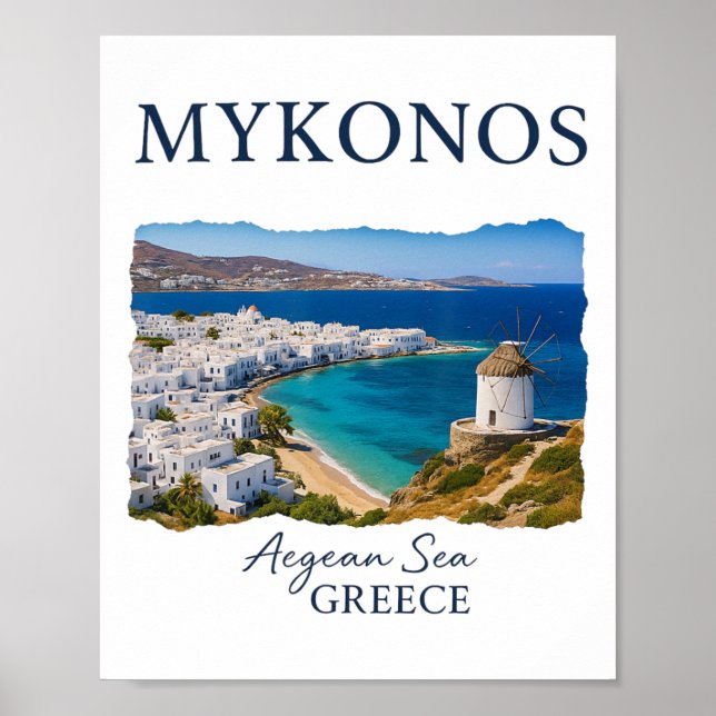Grekiska ön Mykonos semester resa kustliv  Poster (Framsidan)
