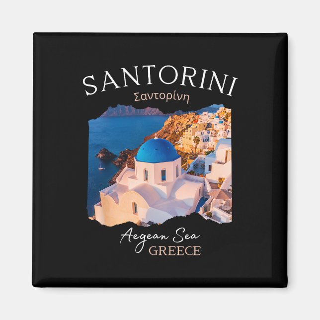 Grekiska ön Santorini Grekland Oia by Blå Chu Magnet (Framsidan)