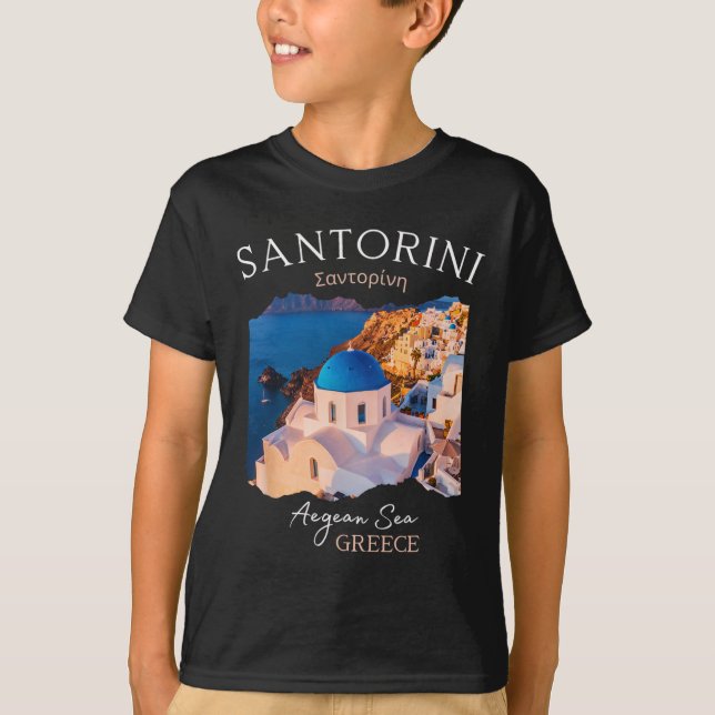 Grekiska ön Santorini Grekland Oia Village Blue Ch T Shirt (Framsida)