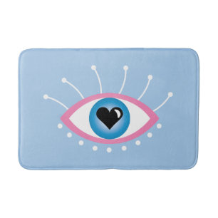 Grekiska Onden Öga med Eyelash Rosa Blue Badrumsmatta