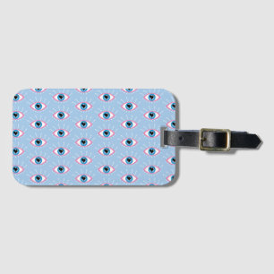 Grekiska Onden Öga med Eyelash Rosa Blue Bagagebricka