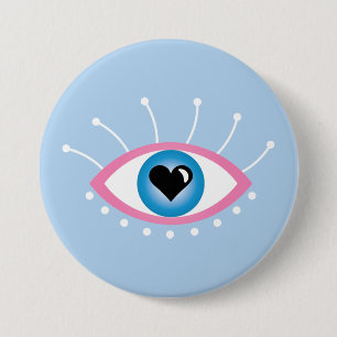Grekiska Onden Öga med Eyelash Rosa Blue Knapp