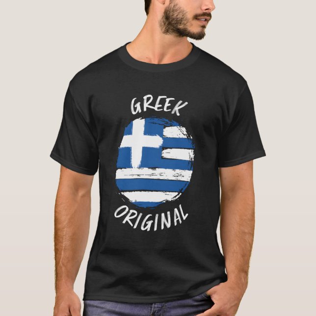 Grekiska originalgrekiska Flagga Grekiska rötter T Shirt (Framsida)