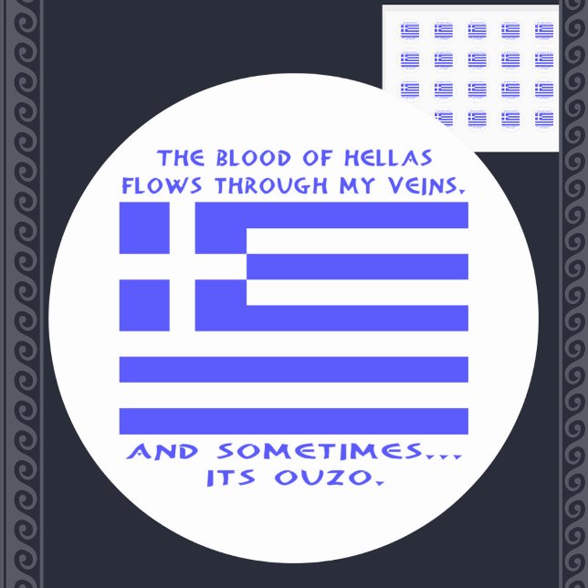 Grekiska Ouzo Runt Klistermärke (Skapare uppladdad)