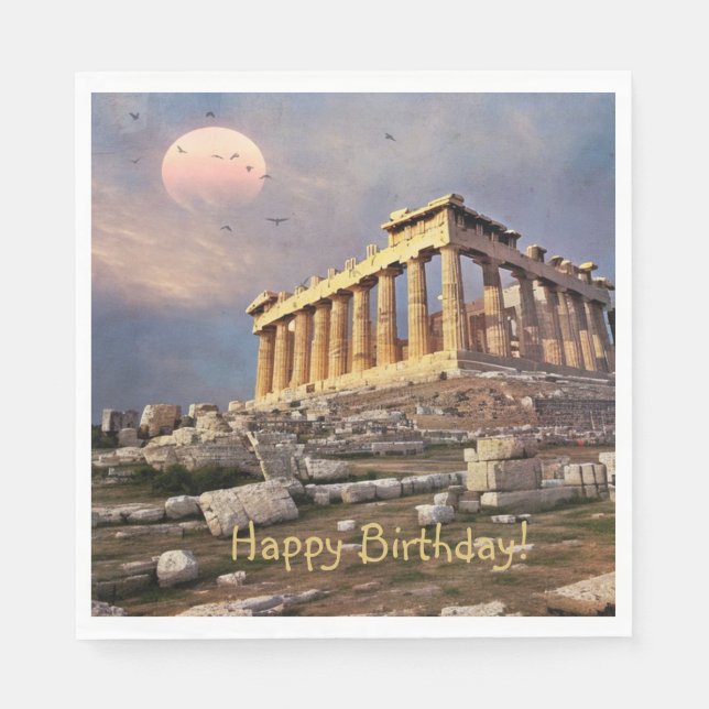 Grekiska Parthenon Birthday Pappersservett (Framsidan)