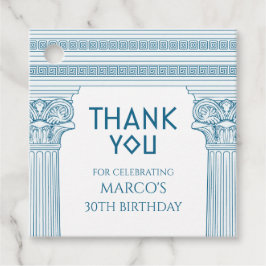 Grekiska Party med blå kolumner Tack Gåvor Etiketter