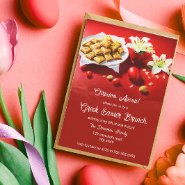 Grekiska Påsk Baklava med ägg och lilies Inbjudan